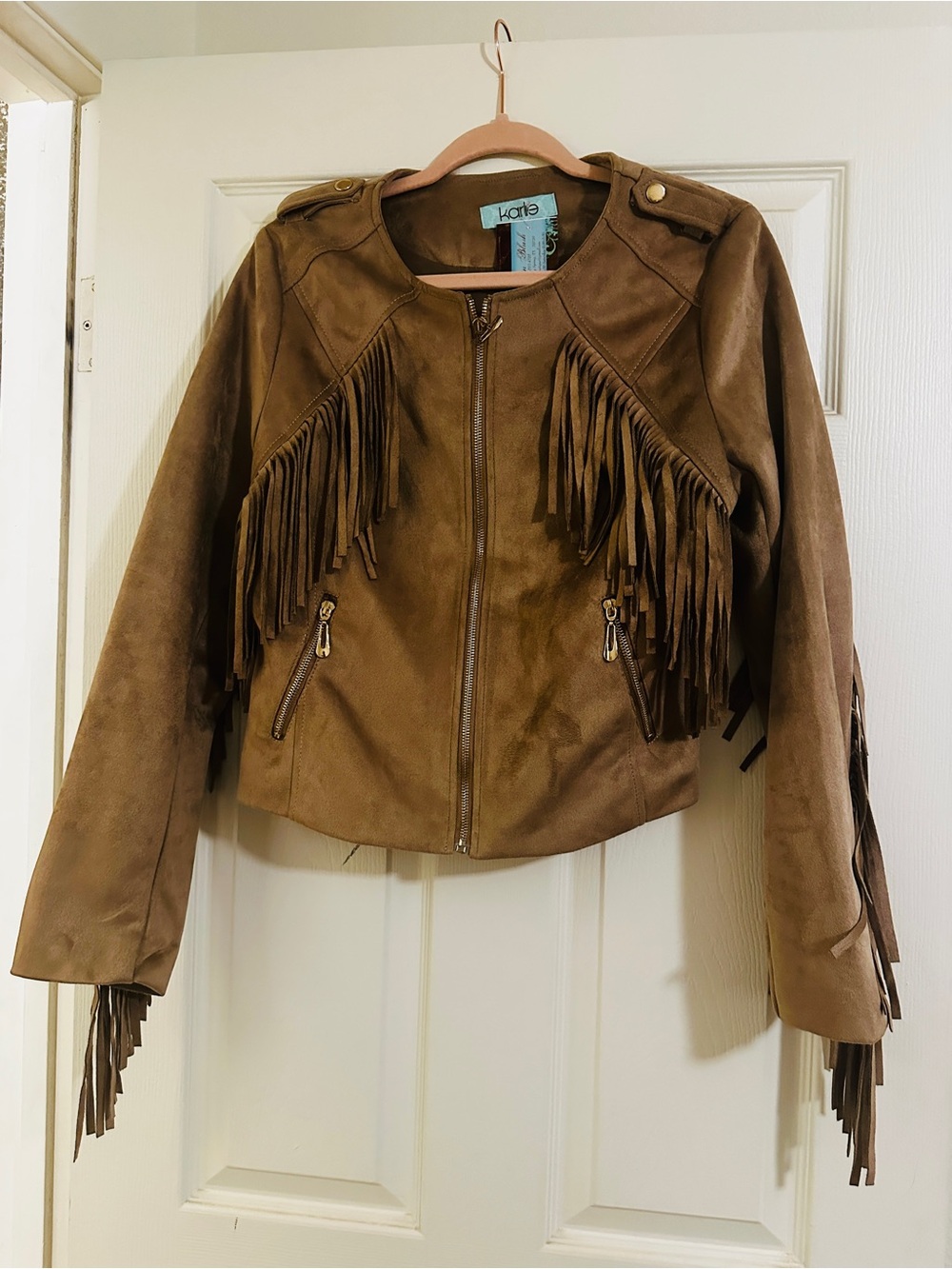 Karlie Brown Suede Fringe Leather Jacket